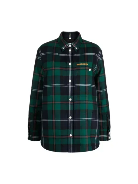 Kurtka koszulowa Burberry wełniana z nadrukiem zielona