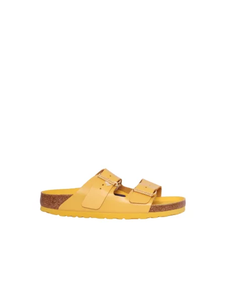 Klapki Birkenstock skórzane żółte