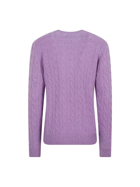 Sweter Ralph Lauren wełniany z długim rękawem fioletowy