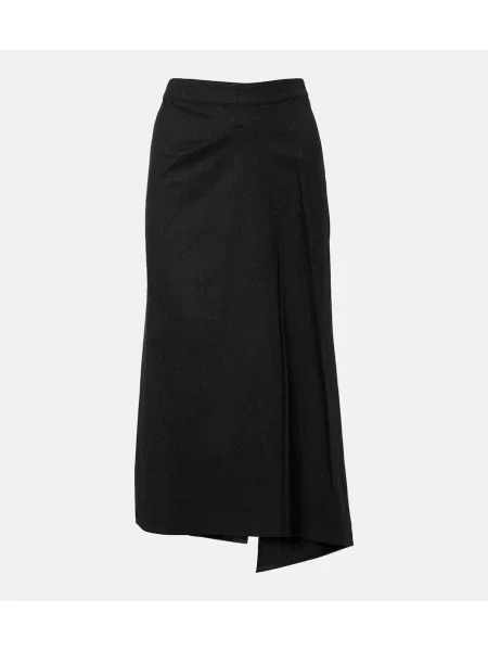 Fustă midi Victoria Beckham de lână drapată gri