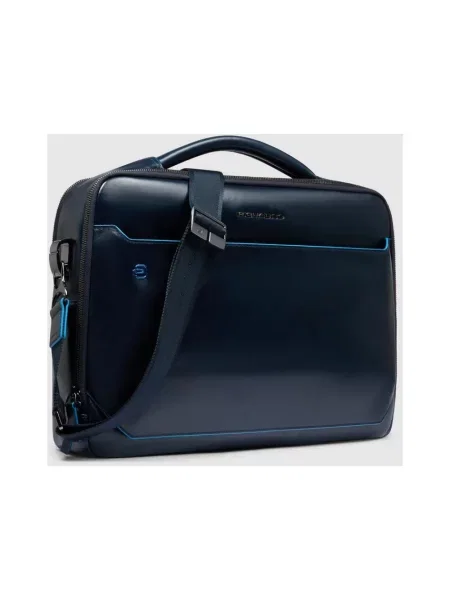 Torba na laptopa Piquadro skórzana niebieska