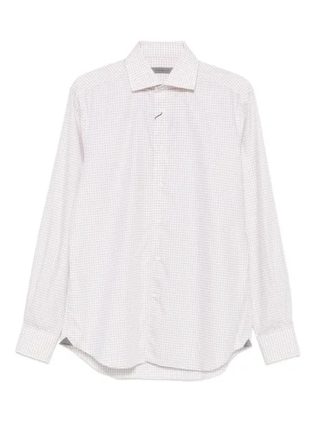 Карирана дълго риза Corneliani с принт бяло