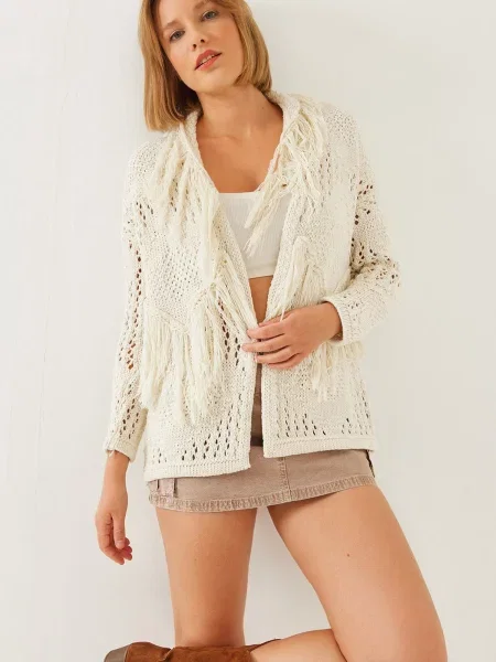 Bianco Lucci Geacă tricotată ecru