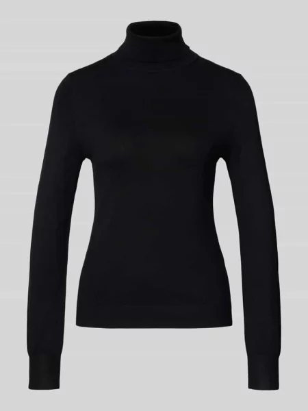 Sweter z dzianiny z golfem Comma czarny