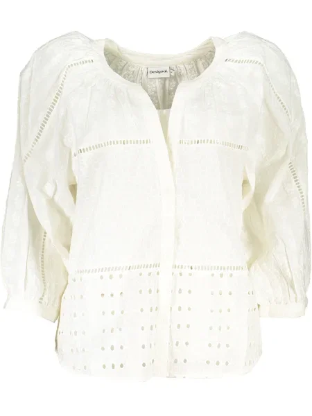 Cămașă Desigual cu mâneci lungi lungă alb