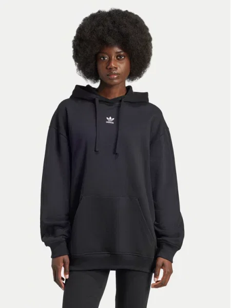 Bluza o kroju relaxed fit z kapturem wyhaftowanym logo i kieszenią kangurką Adidas Originals czarna