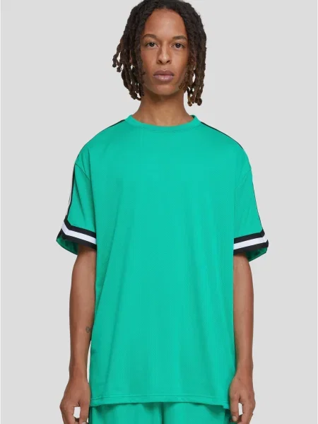 Urban Classics Tricou smarald / negru / alb verde