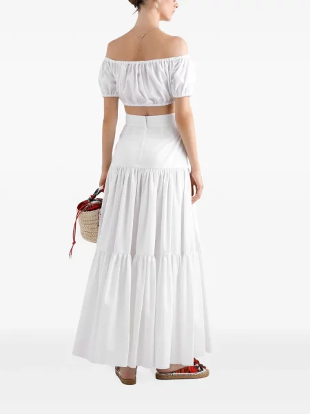 Lung fustă Dolce & Gabbana din șifon alb
