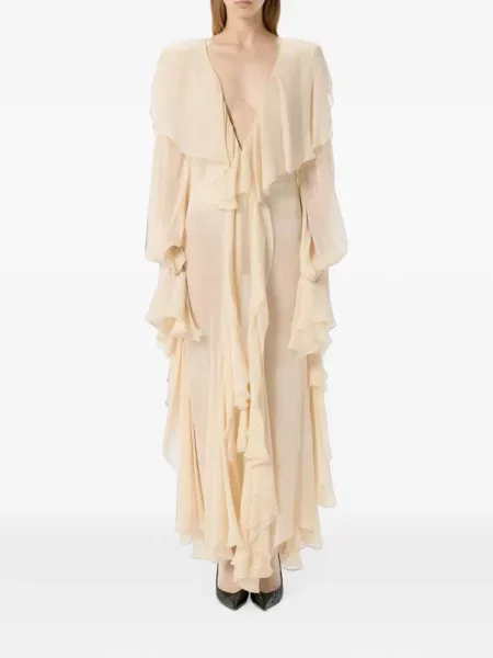 Rochie maxi Blumarine cu decolteu în V cu volane