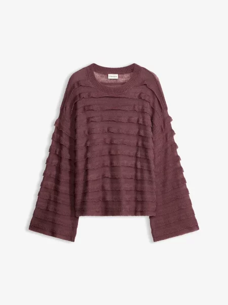 Sweter oversize półprzezroczysty fioletowy