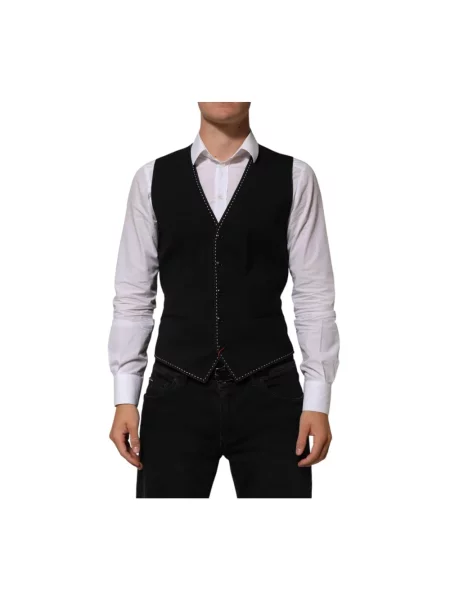 Kamizelka garniturowa Dolce And Gabbana wełniana czarna