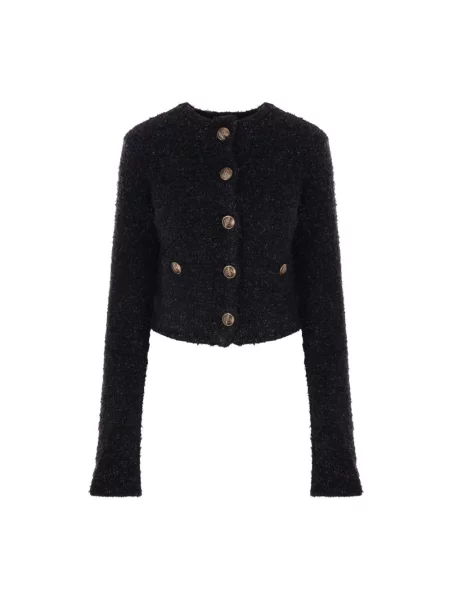 Lniana krótka kurtka Balenciaga czarna