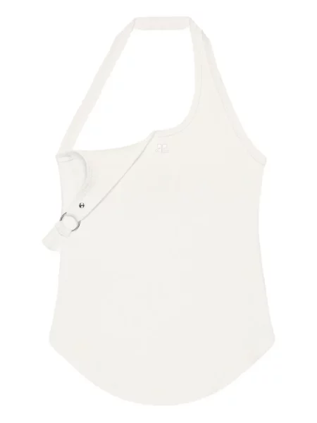 Top Courreges cu gât halter alb