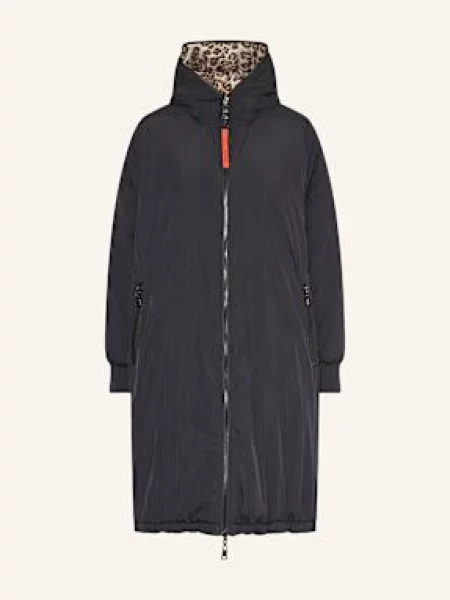 Como Płaszcz Nora Model Dwustronny schwarz czarny