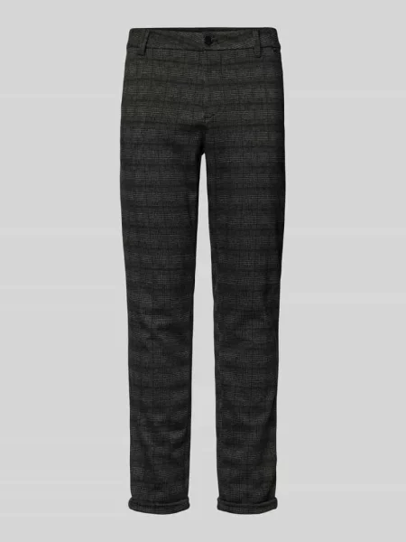 Chinosy o kroju slim fit z dżerseju z przeszytym podwiniętym zakończeniem nogawki Tom Tailor Denim czarne