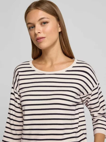 Sweter z dzianiny z rękawem o dł. Milano Italy biały