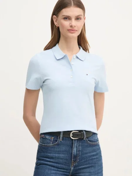 Tommy Hilfiger Тениска с яка и Светлосиньо синьо