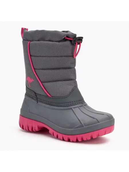 Śniegowce juniorskie KangaROOS K-Ben steel grey / daisy pink szare
