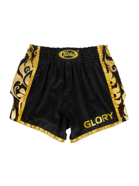 Spodenki Muay Thai Fairtex Glory Czarne/Złote S czarne