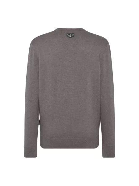 Sweter Philipp Plein z okrągłym dekoltem szary