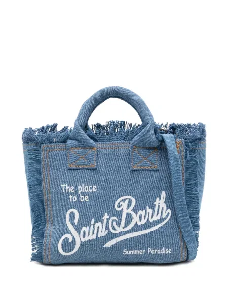Torebka Mc2 Saint Barth z frędzli niebieska