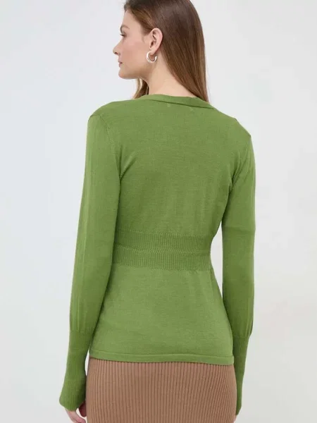 Max Mara Leisure gyapjú póló és kardigán zöld