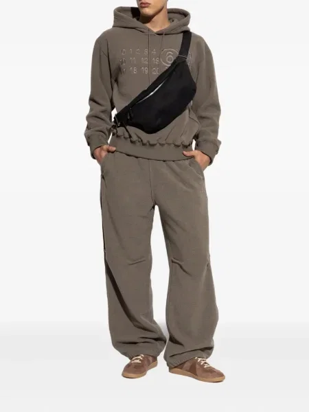 Fleece hoodie Mm6 Maison Margiela με κέντημα καφέ