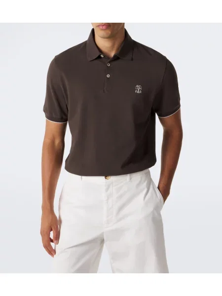 Polo majica Brunello Cucinelli z avtogramom rjava