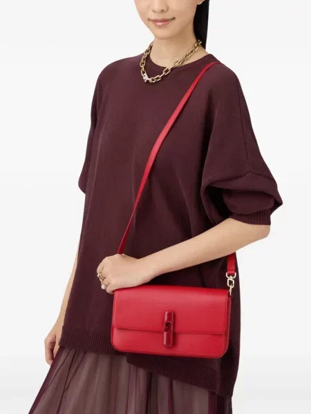 Кожена кожена чанта Furla червено