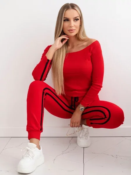 Komplet dresowy Kesi w paski czerwony