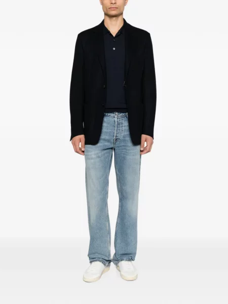 Lung tricou polo John Smedley albastru