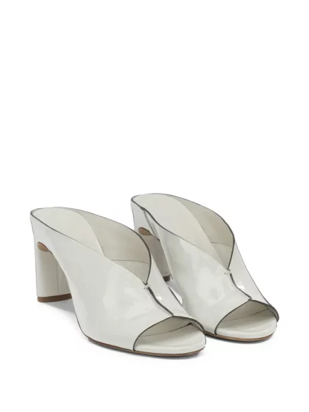 Papuci tip mules Del Carlo din piele alb
