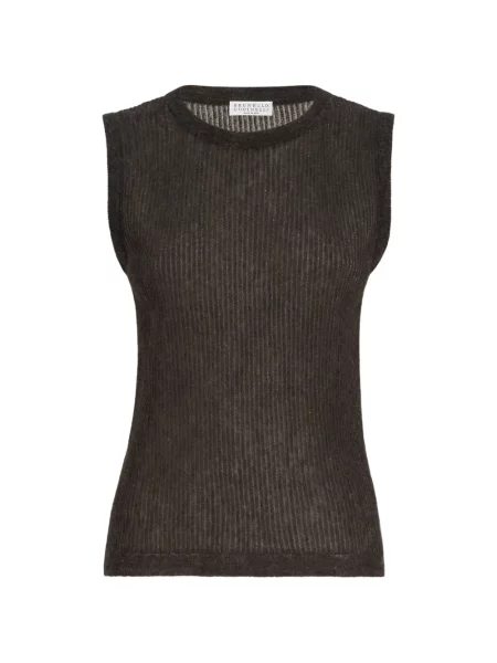 Top Brunello Cucinelli de lână maro