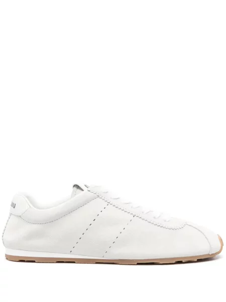 Sneakerși Miu Miu din piele de căprioară alb