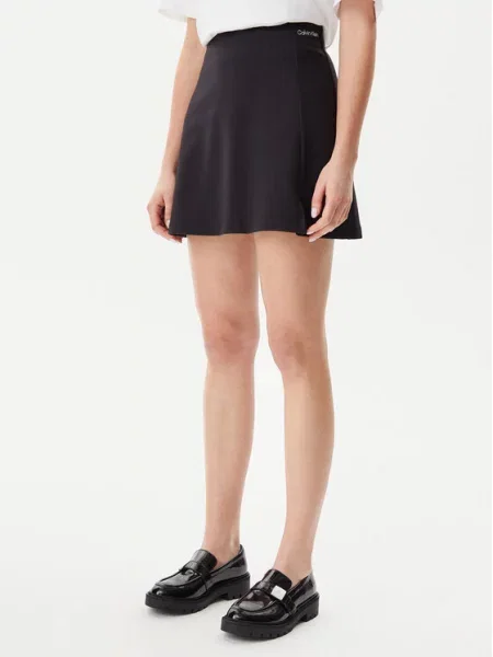 Calvin Klein Jeans Spódnica trapezowa Logo Milano czarny