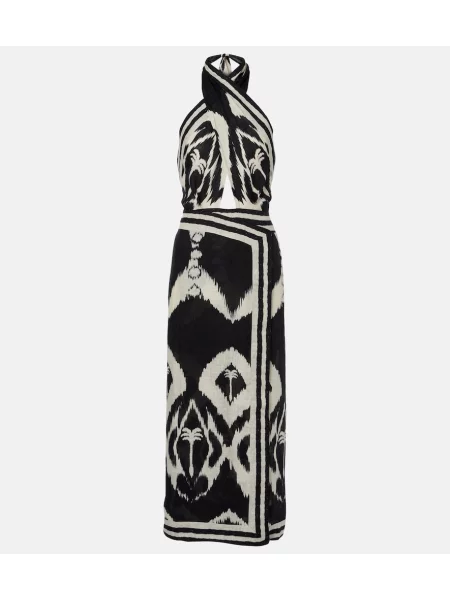 Rochie midi Johanna Ortiz de in cu imagine cu spatele deschis negru