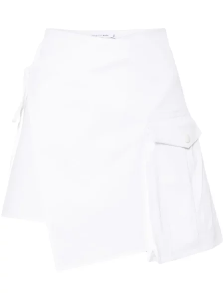 Fustă Amen asimetrică din țesătură twill alb