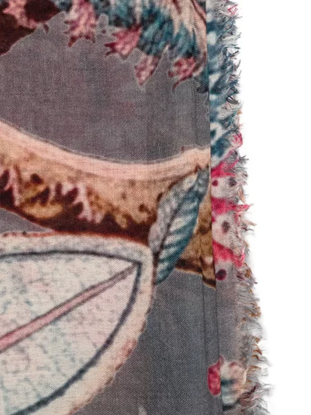 Fular Mouleta cu model floral cu imagine gri