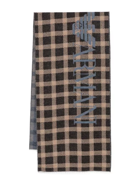 Kockás sál Emporio Armani autogrammal fekete