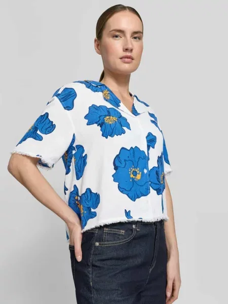 Bluzka lniana o pudełkowym kroju z dodatkiem Tommy Hilfiger biała