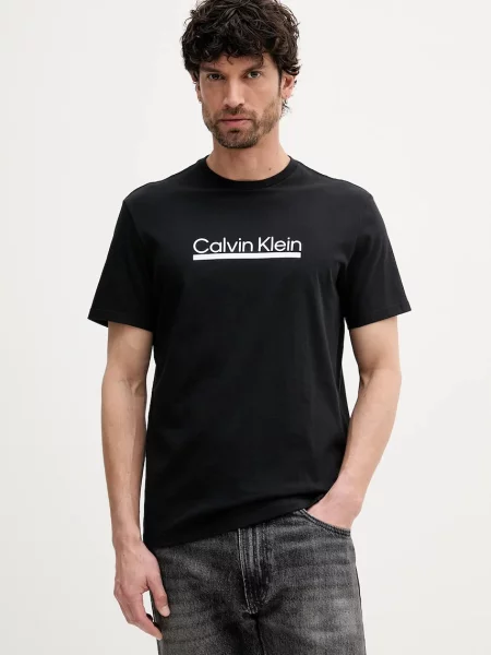 Тениска Calvin Klein с принт черно