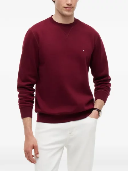 Суитчър Tommy Hilfiger бродиран с кръгло деколте червено