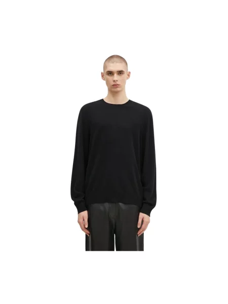 Sweter wełniany Logo Cashmere Blend Sweater lekki czarny