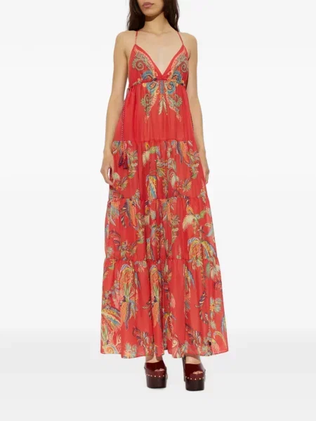 Rochie maxi Etro cu imagine cu model paisley roșu
