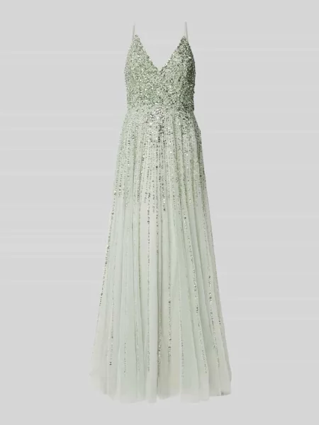 Sukienka wieczorowa z obszyciem ozdobnymi kamieniami i cekinami Lace & Beads