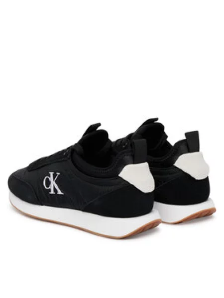 Dámske topánky Calvin Klein Retro Runner Sock Laceup Mix Mat black/bright white čierna