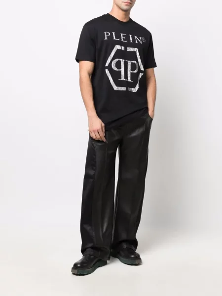 Marškinėliai Philipp Plein su autografu juoda