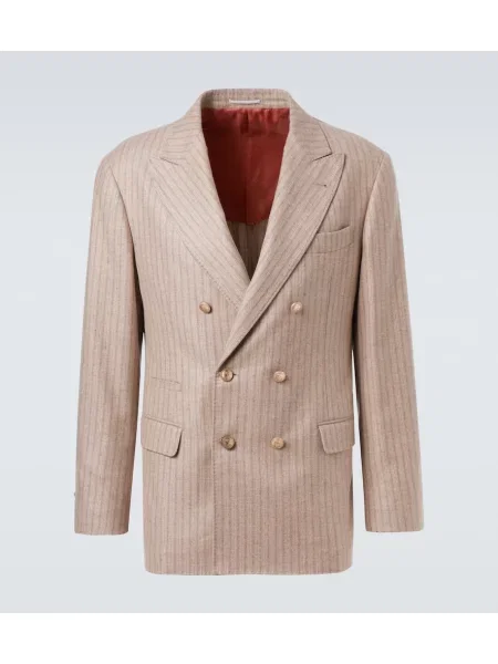 Sacou Brunello Cucinelli de mătase cu dungi bej