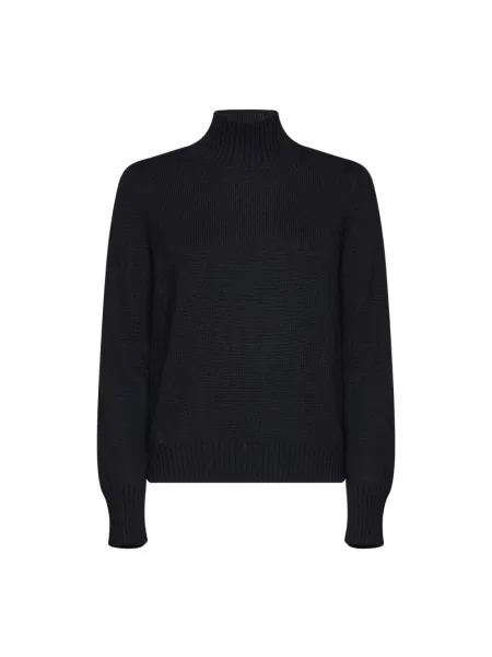Lniany sweter z golfem Blanca Vita czarny