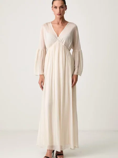 Haveone rochie cu mătase bej